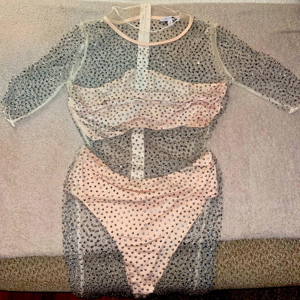 Fashion nova sparkly nude dress